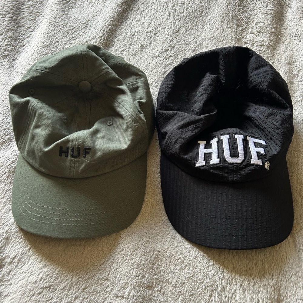 HUF Green and Black Caps